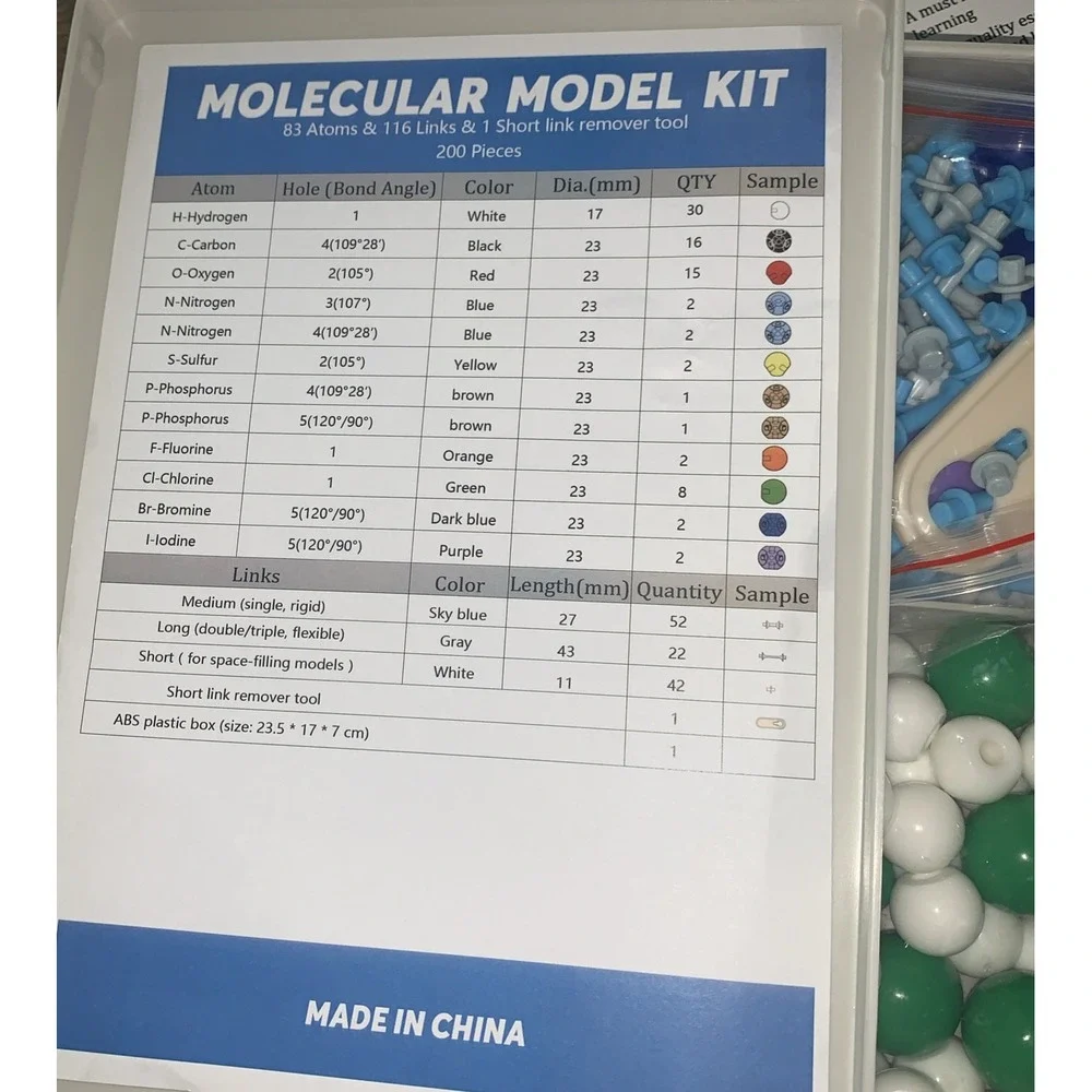 200 Pc Organic Chemistry Molecular Model Student Teacher Science Kit Atoms Links